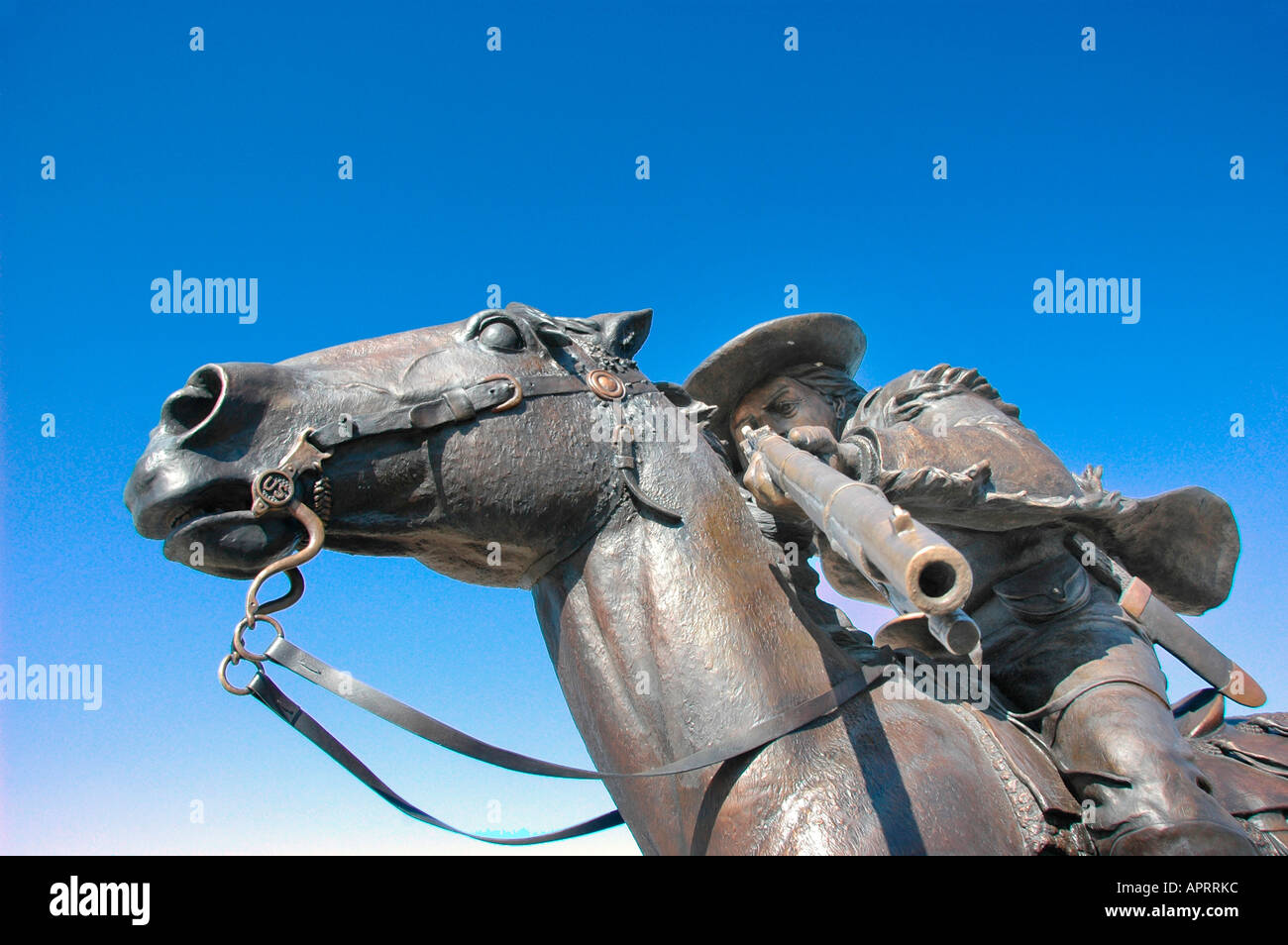 Statue von Buffalo Bill Cody Dreharbeiten ein Büffel im Oakley Kansas und ist ein Ziel im Mittleren Westen der USA Amerika US-Held zu einigen Stockfoto