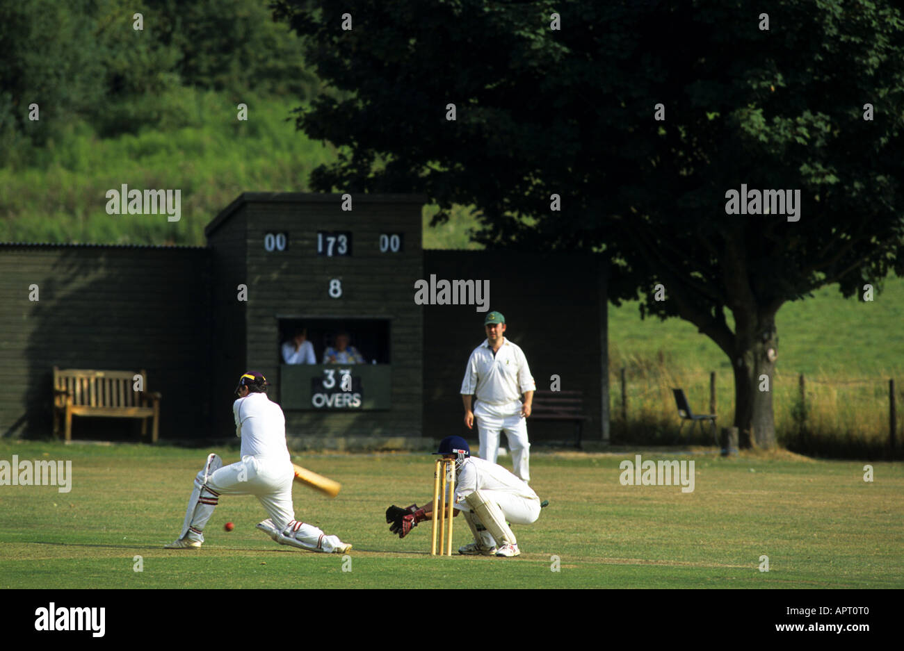 Dorf Cricket am Broadway, Worcestershire, England, UK Stockfoto