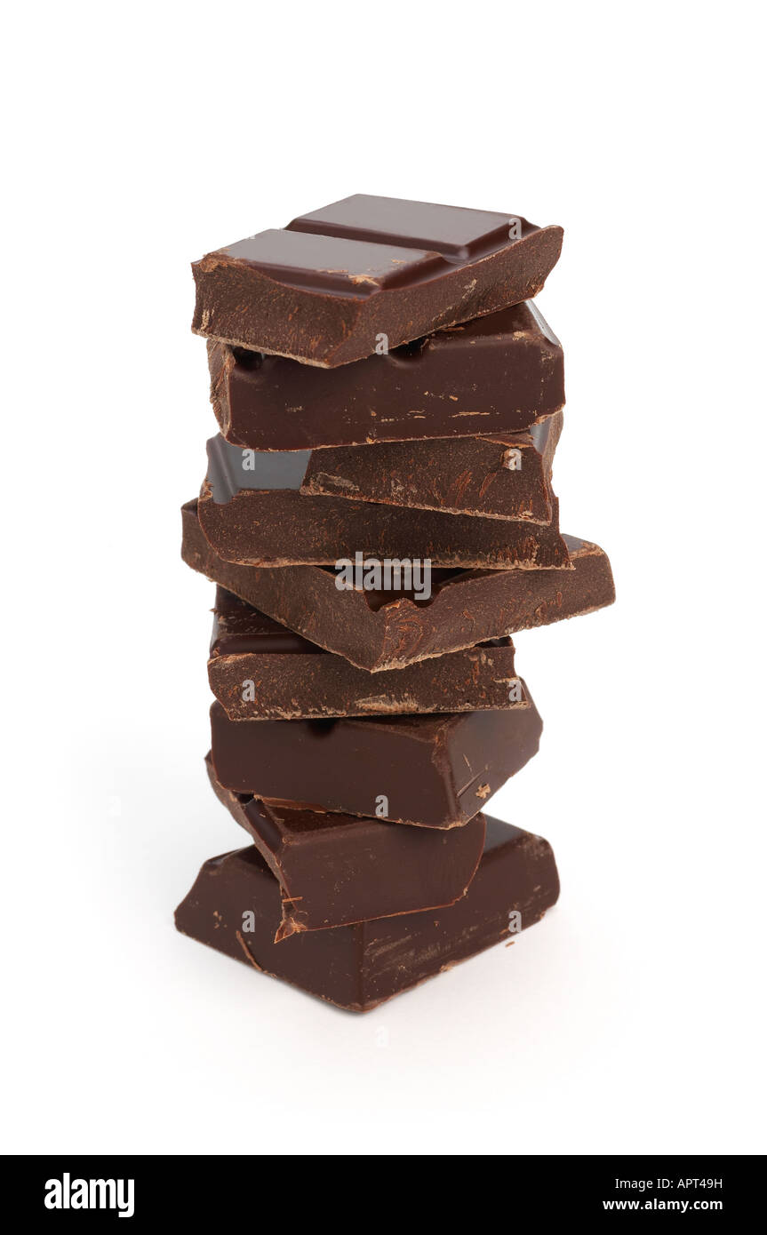 Haufen von dunkler Schokolade Stockfoto
