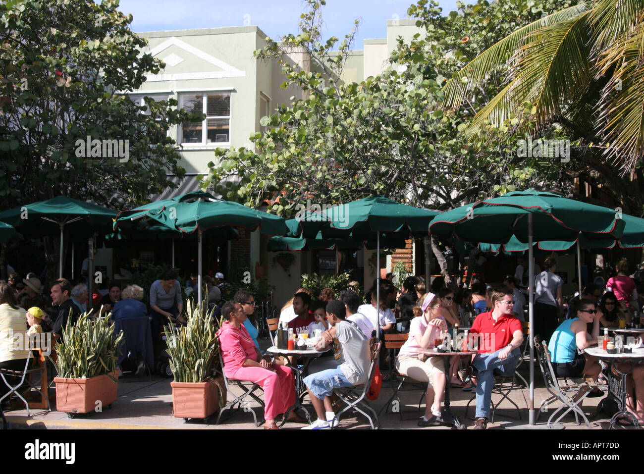 Miami Beach, Florida, South Beach, Ocean Drive, Außenterrasse, Außenterrasse, Essen, News Cafe, Restaurant, Restaurants, Essen nach din Stockfoto Miami Beach, Florida, South Beach, Ocean Drive, Außenterrasse, Außenterrasse, Essen, News Cafe, Restaurant, Restaurants, Essen nach din Stockfoto