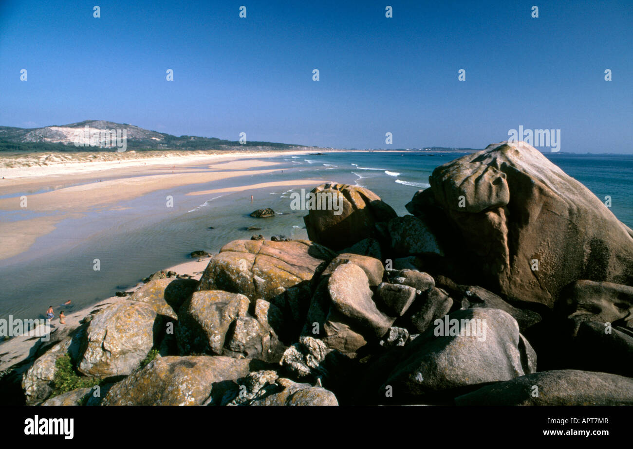 Ladeira Strand in der Nähe von Corrubedo, La Coruña Provinz Galicien Nordspanien West Stockfoto