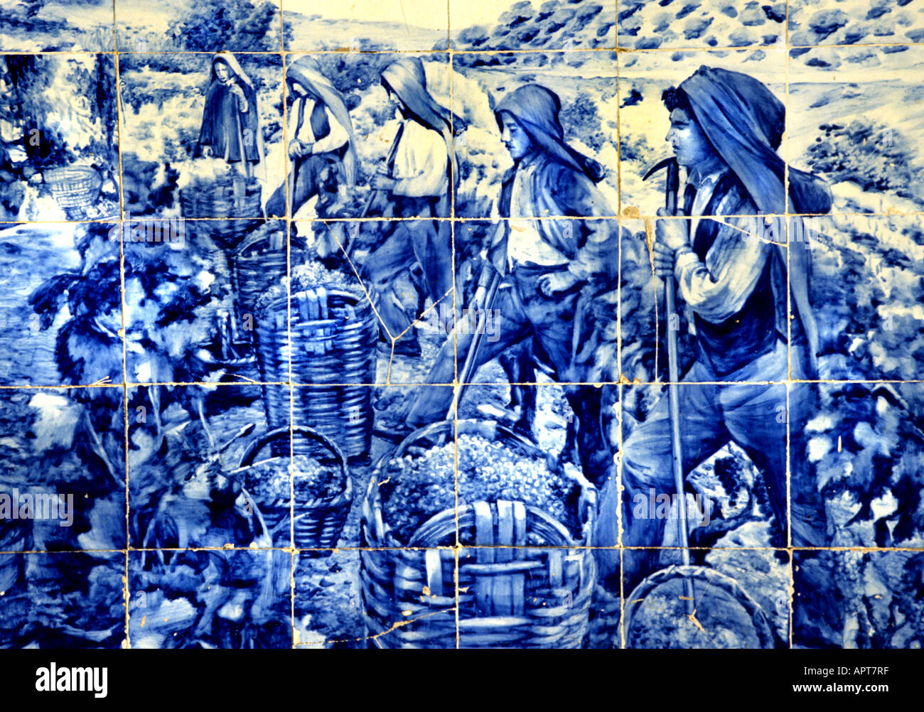 Fliesen Art Blue Azuleos Malerei Maler Gemälde Kunst Künstler Darstellung Bild Darstellung Farbe Technik Farbe Bilder Kunst Stockfoto