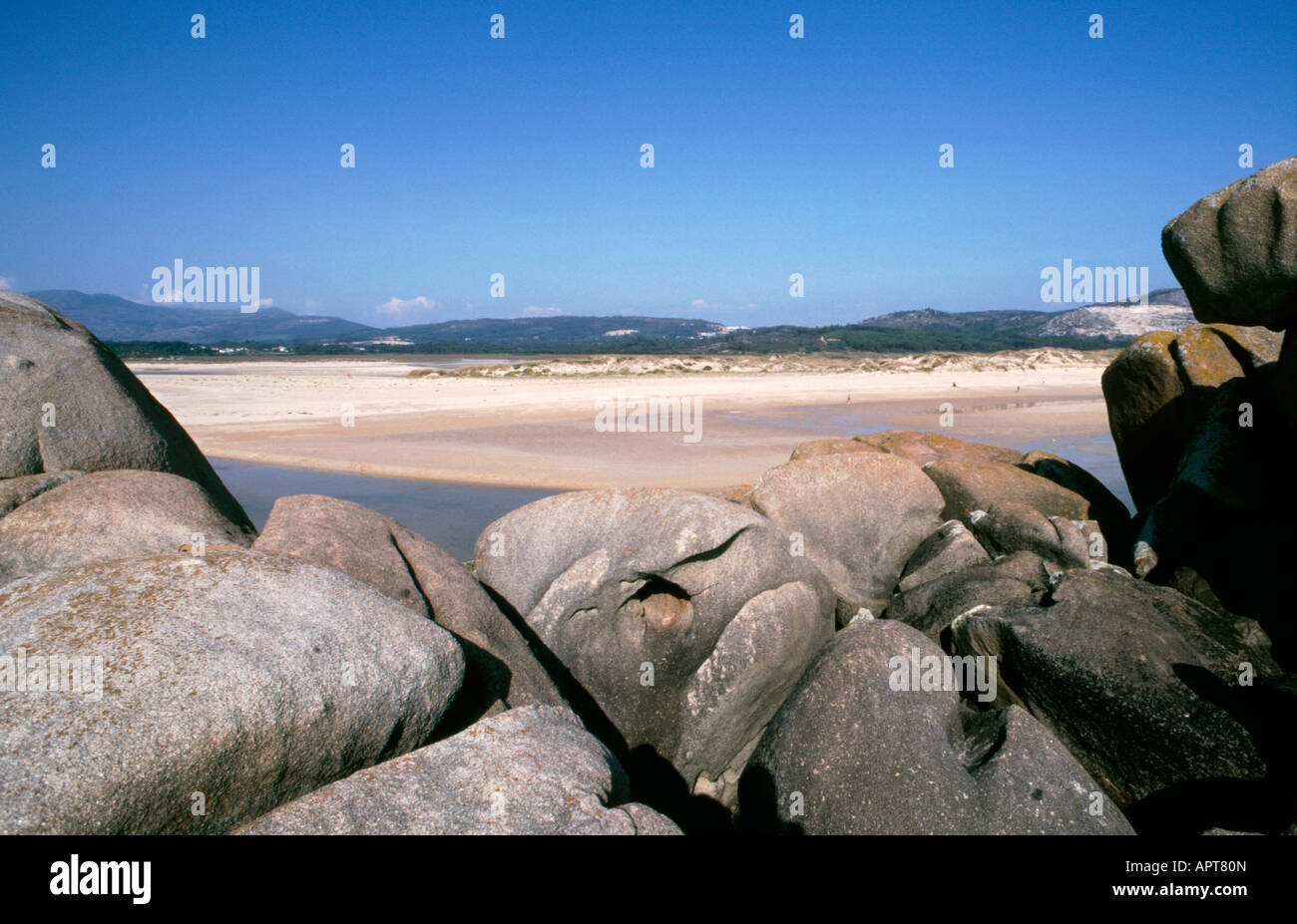 Ladeira Strand in der Nähe von Corrubedo, La Coruña Provinz Galicien Nordspanien West Stockfoto