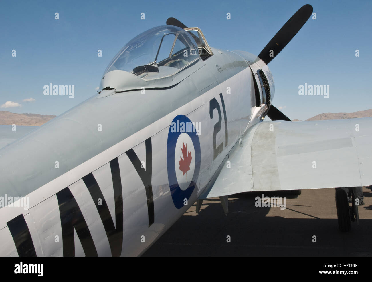 Nevada Reno Air Races Hawker Sea Fury in Gruben Stockfoto