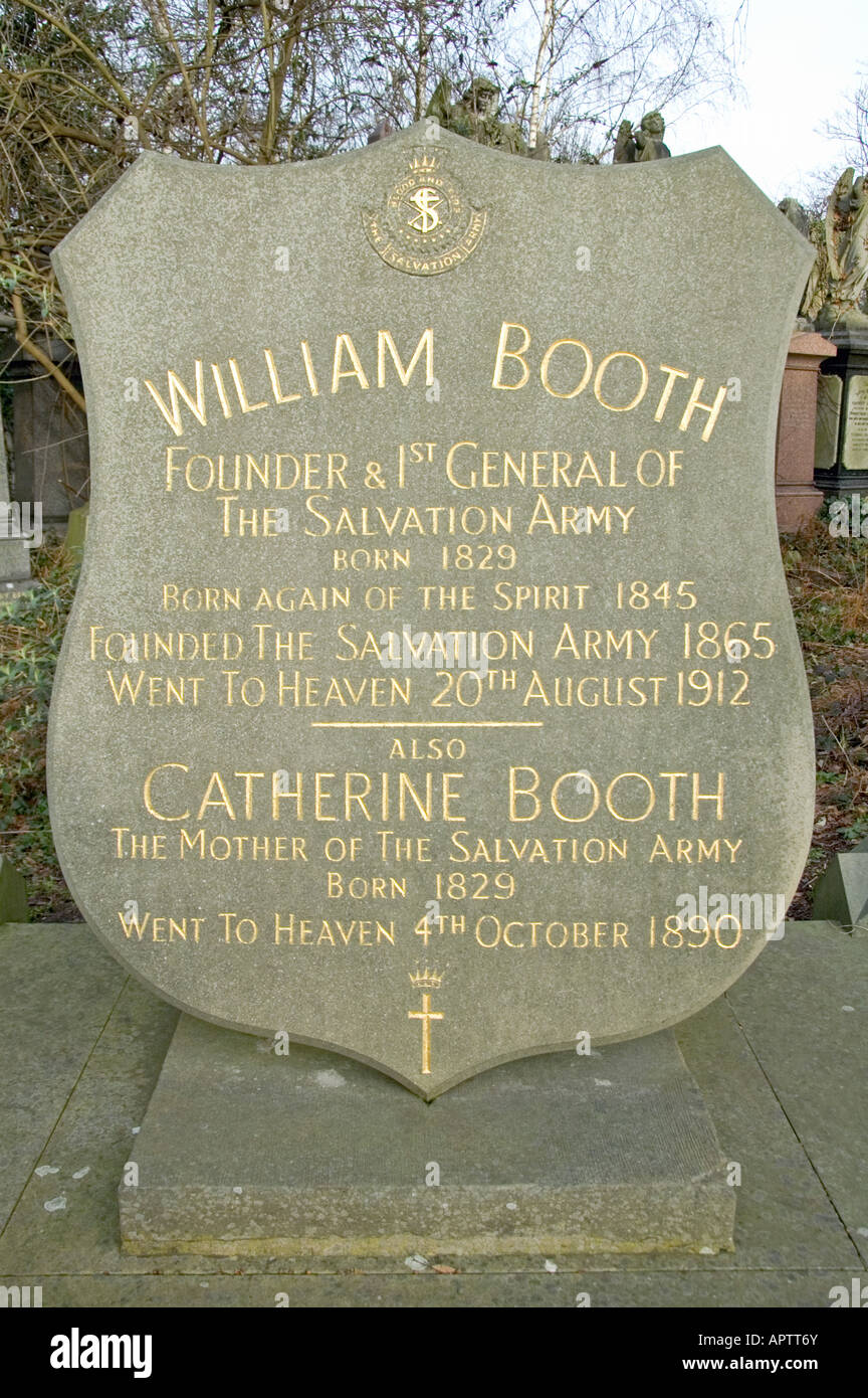 William Booth Grabstein Abney Park Friedhof Stoke Newington London England UK Stockfoto