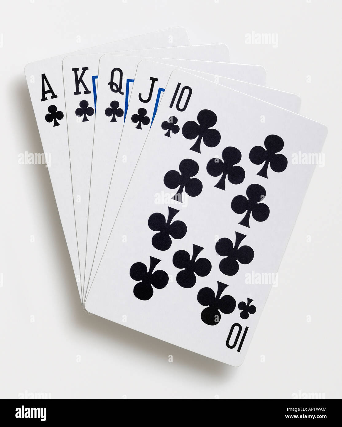 Pokerhand zeigt einen Royal Flush Stockfoto