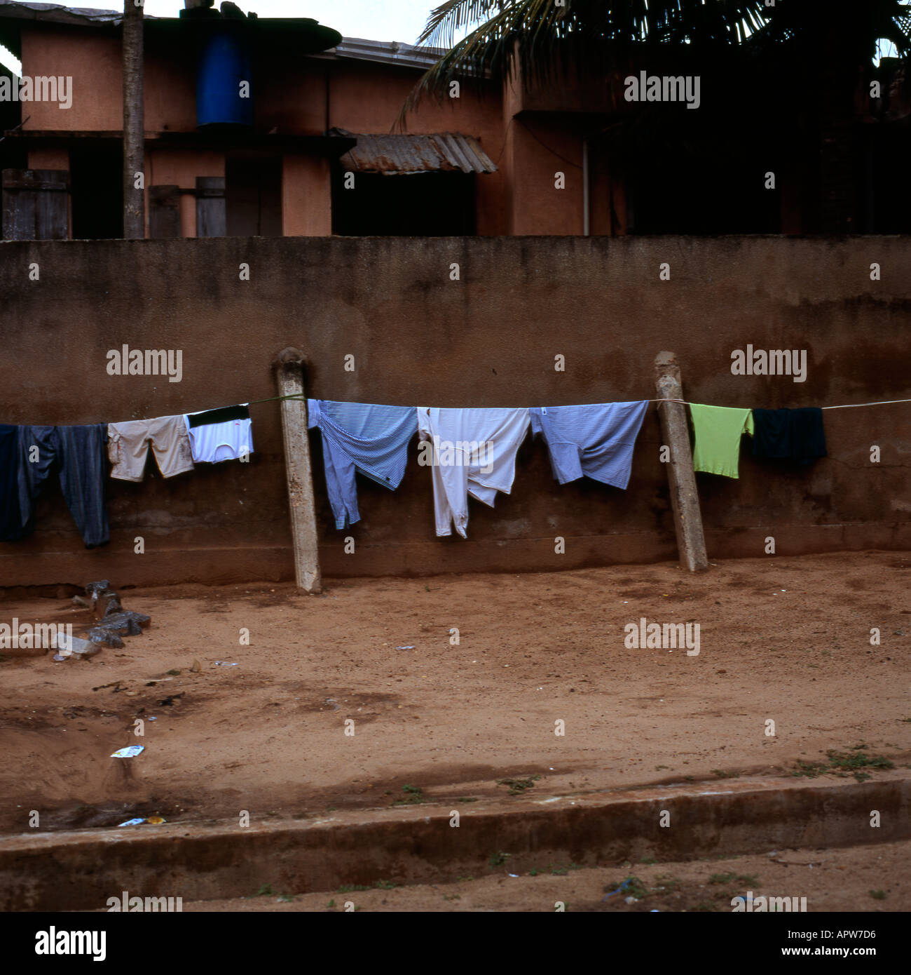 Wäscheleine in Lome Togo Westafrika Stockfoto