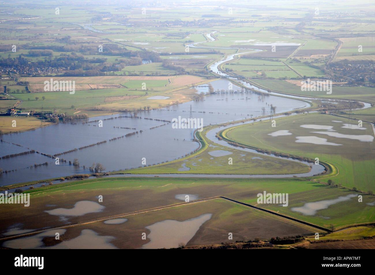 Überschwemmung Fluss Aire, südlich von Selby, North Yorkshire, England Stockfoto