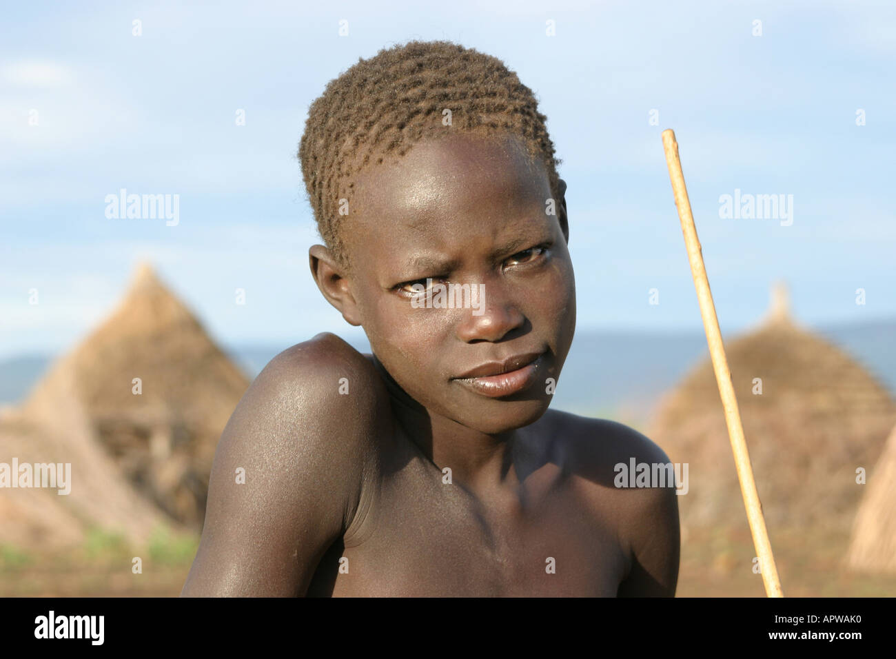 Toposa junge, Porträt, Sudan Stockfoto