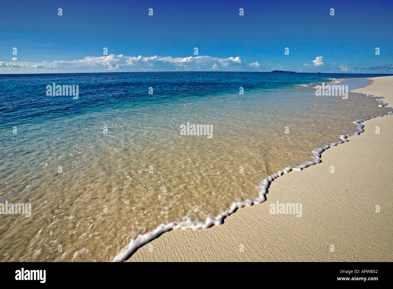 Strandszene Seychellen Cousine Island Stockfoto