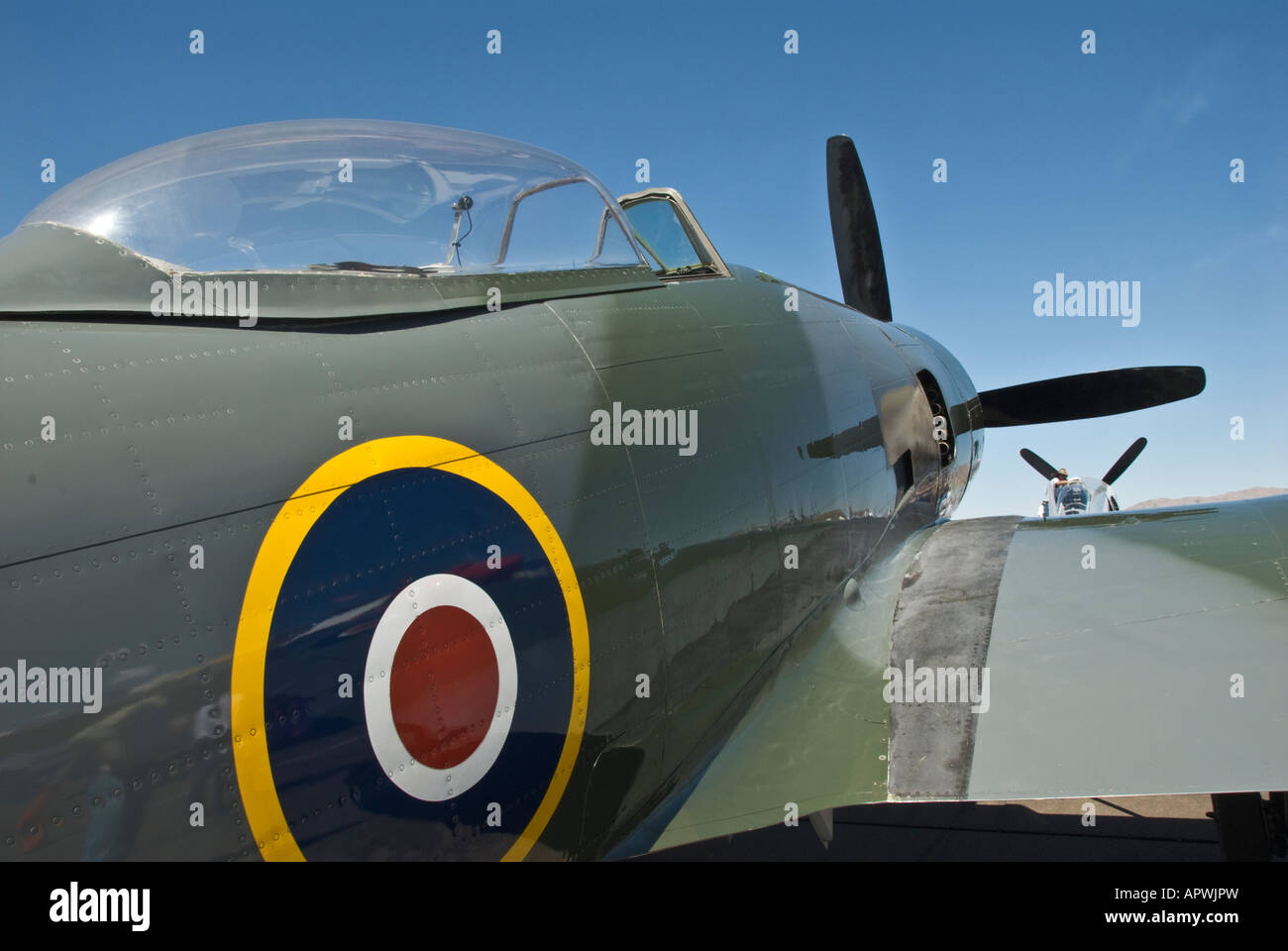 Nevada Reno Air Races Hawker Sea Fury in Gruben Stockfoto