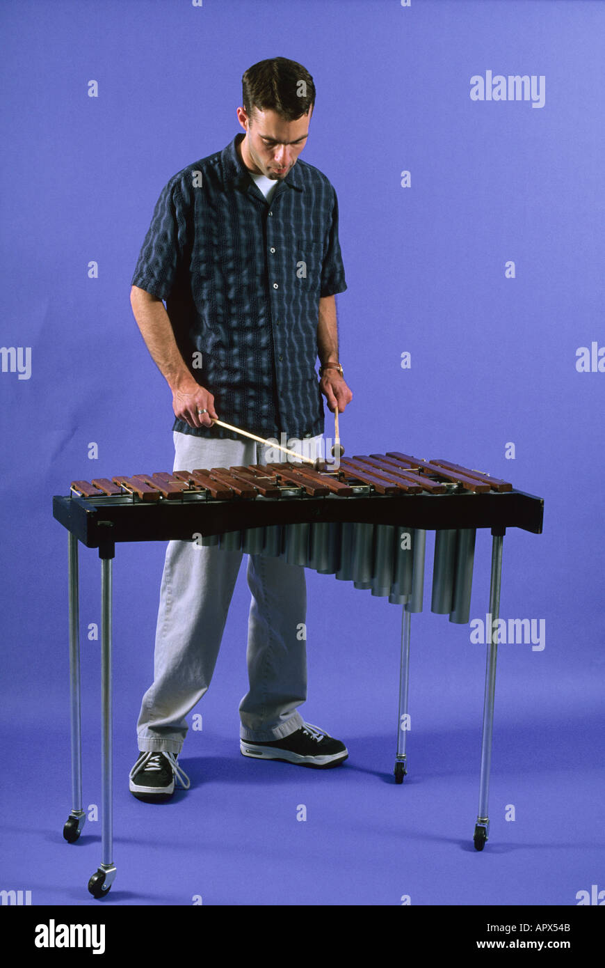 Ein Mann, ein Xylophon spielen Stockfoto