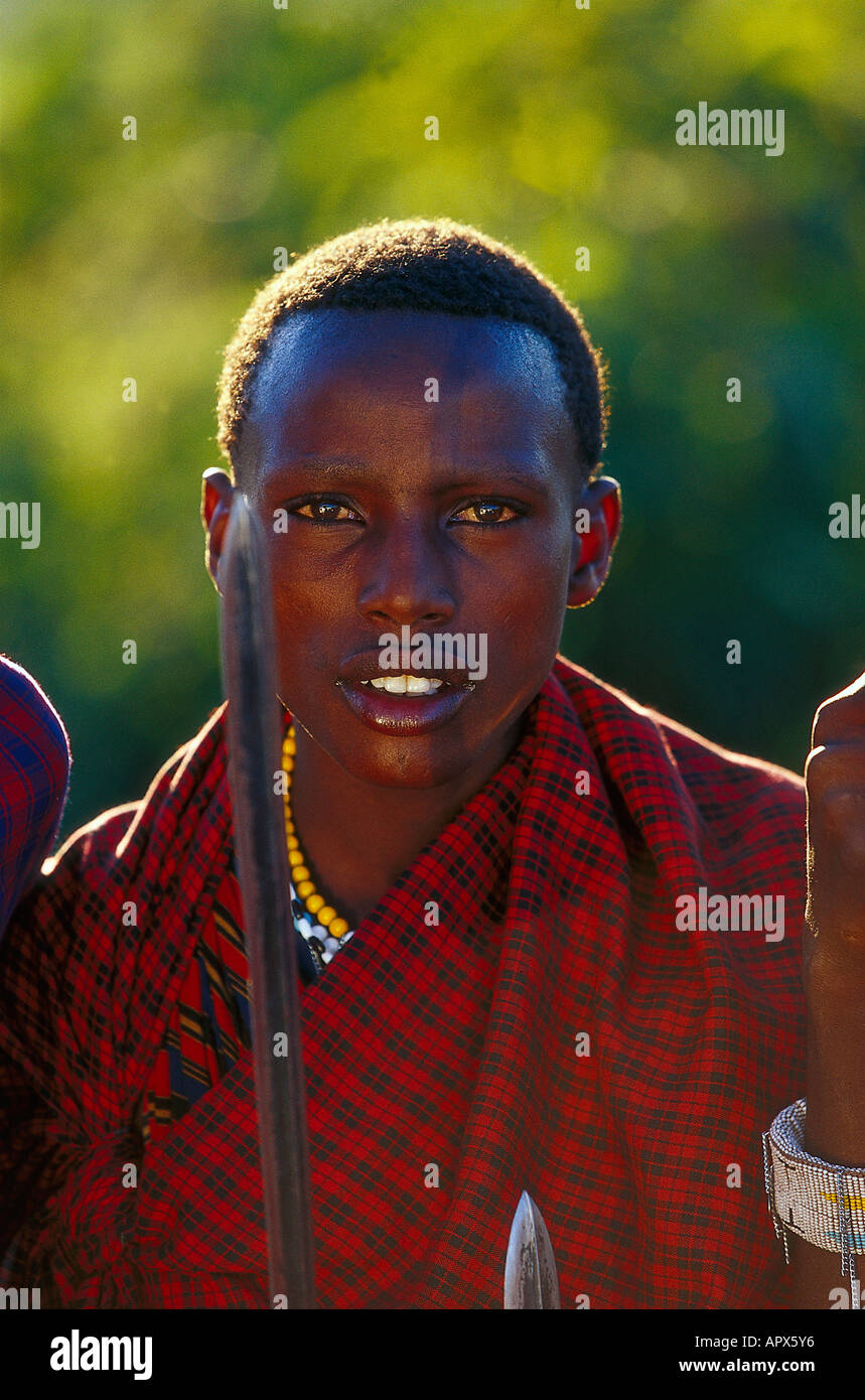 Junge Masai Tribesman, Ngorongoro Conservation Area Tansania Stockfoto