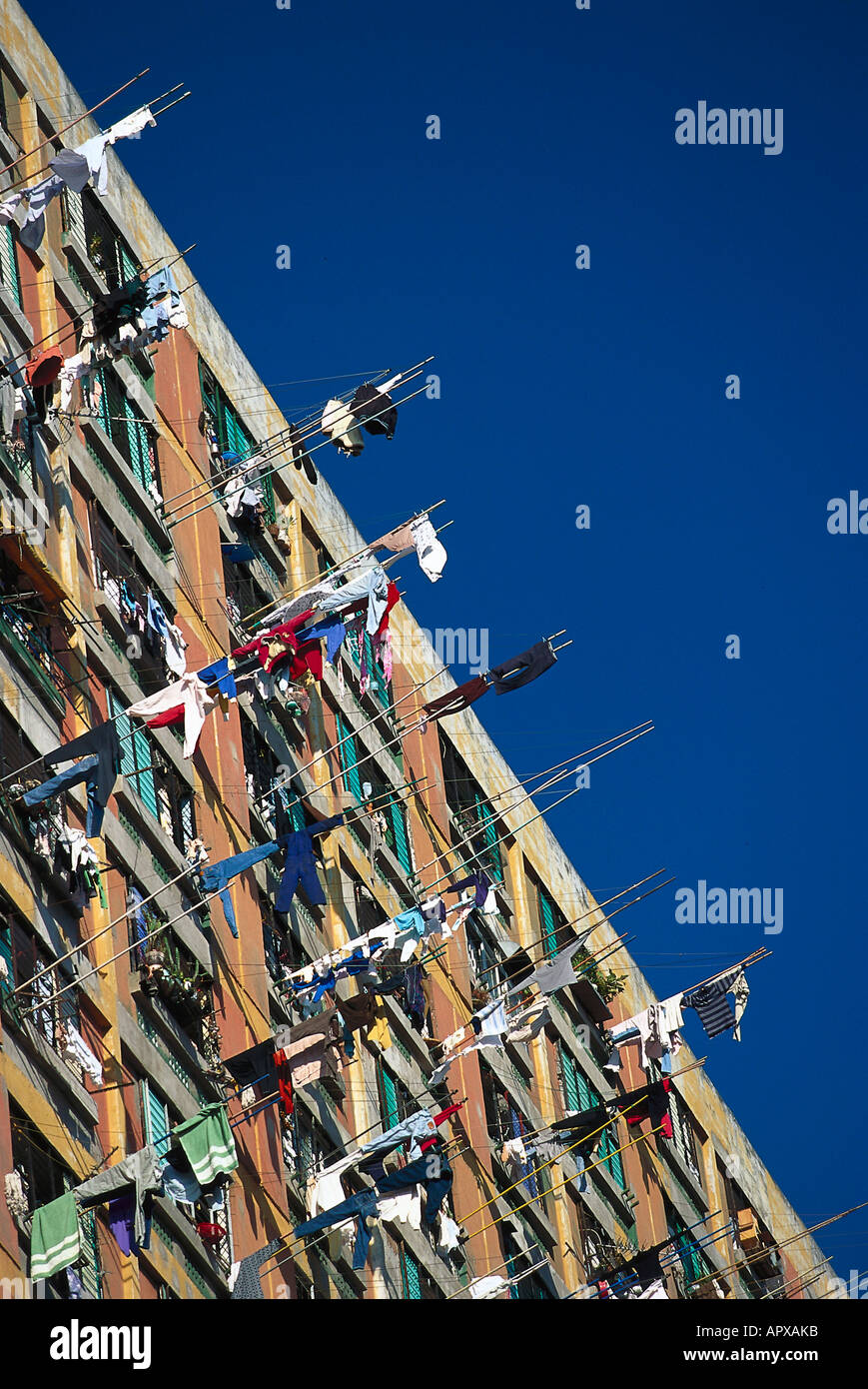 Waschungen auf die Hausfassade, Hongkong China Stockfoto