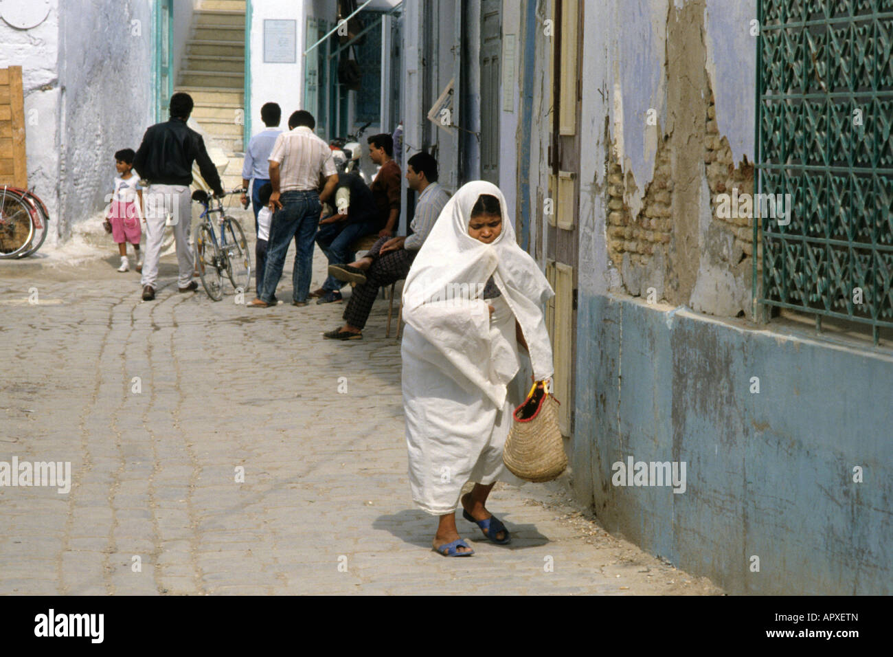 Alltag im Zentrum von Kairouan Stockfoto