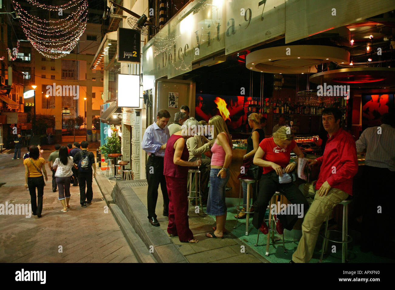 Lan Kwai Fong, Bars, Restaurants, Victoria Island, Hongkong China Stockfoto