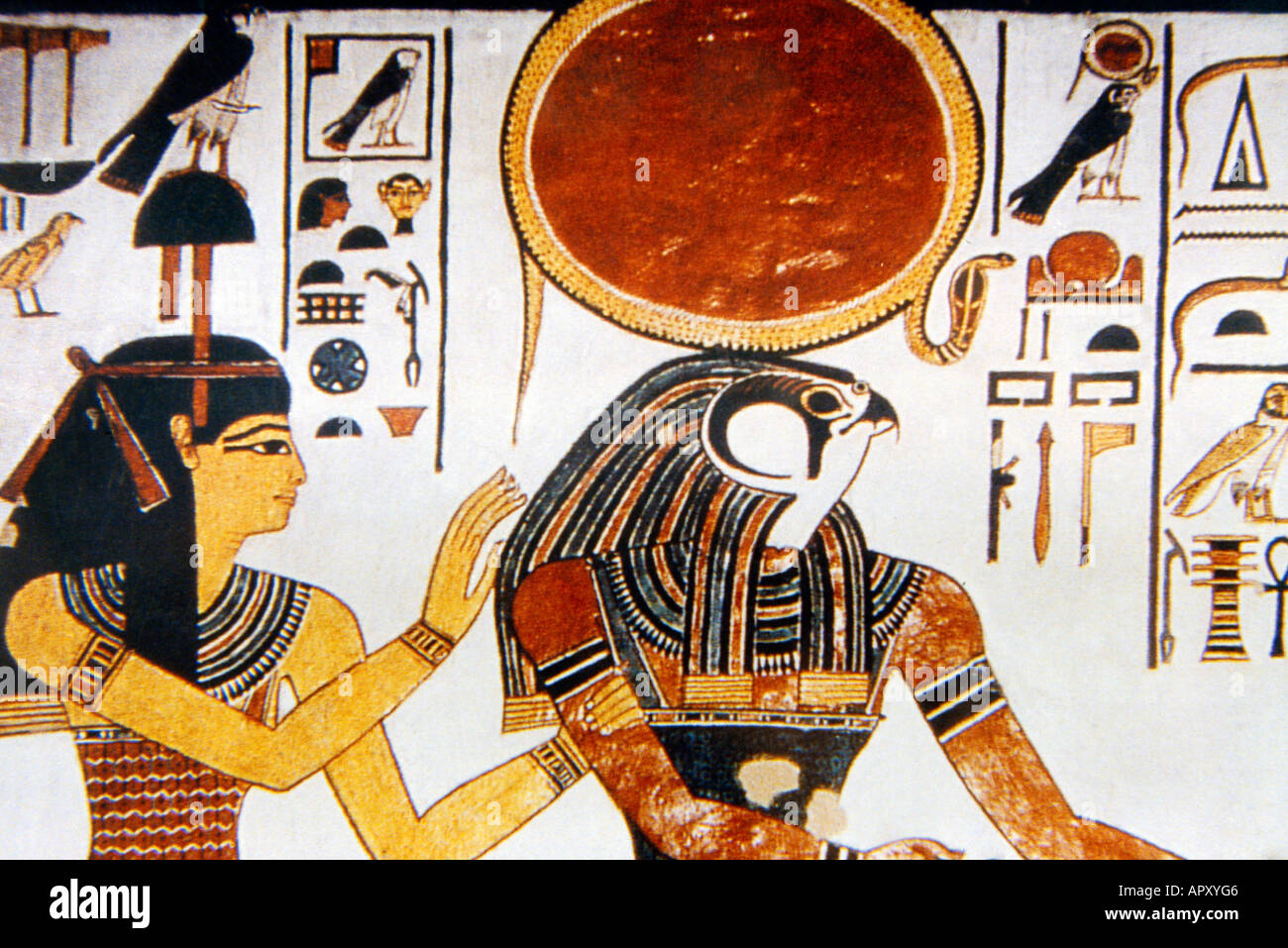 Luxor Egypt Tal der Königinnen Grabmal von Nefertari (QV66) Ägyptische Götter Imentet und Ra-Horakhty Stockfoto