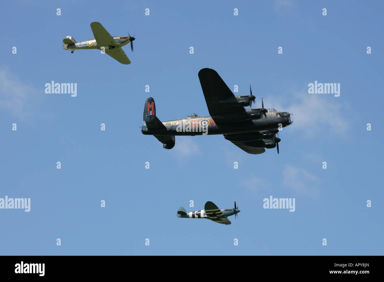 Avro Lancaster und 2 spitfires Stockfoto