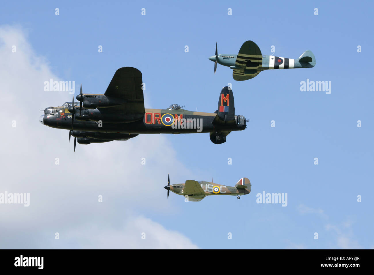 Avro Lancaster und 2 spitfires Stockfoto
