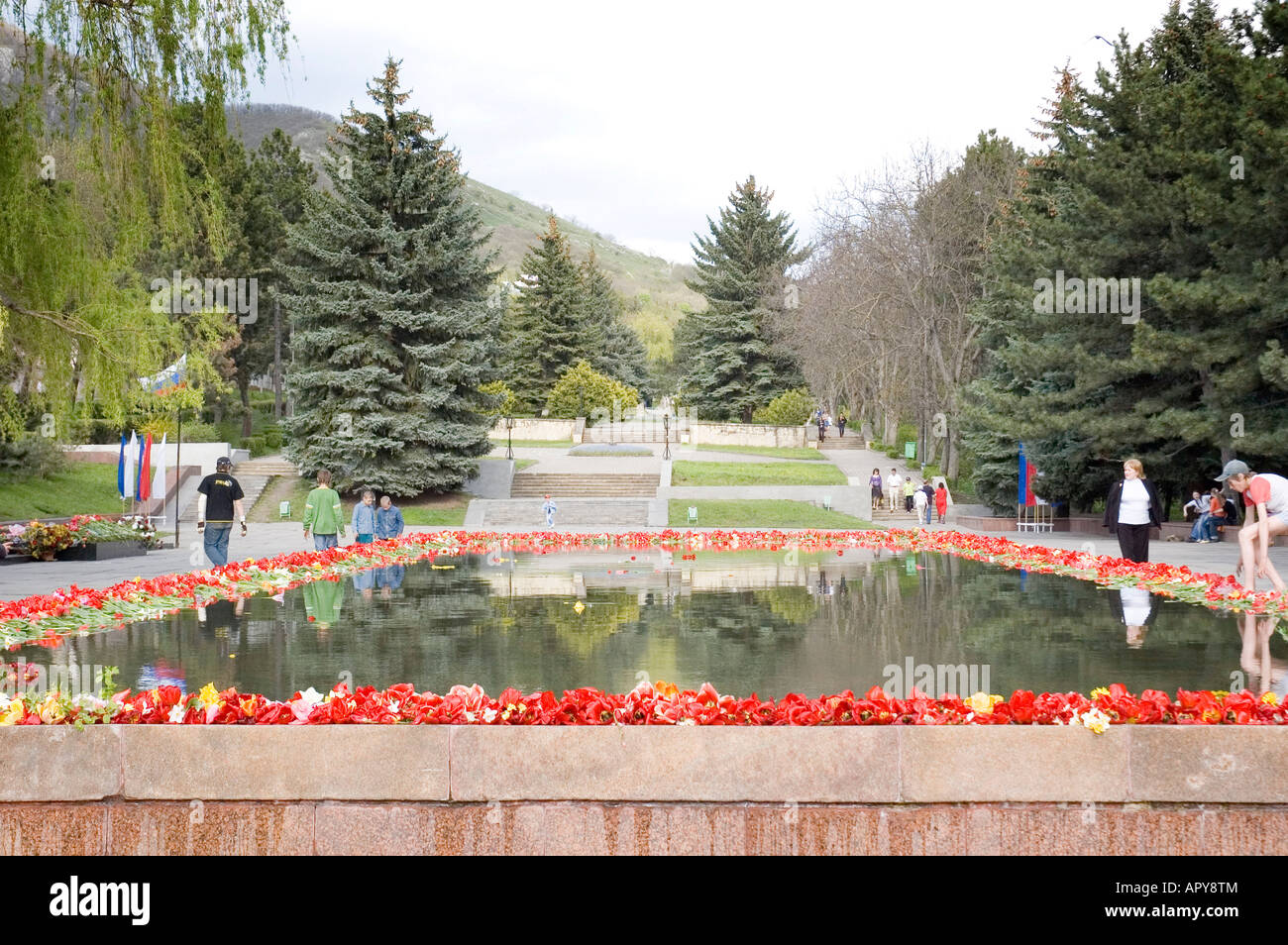 Floral Tribute auf Russia Day in Pjatigorsk Russland Stockfoto