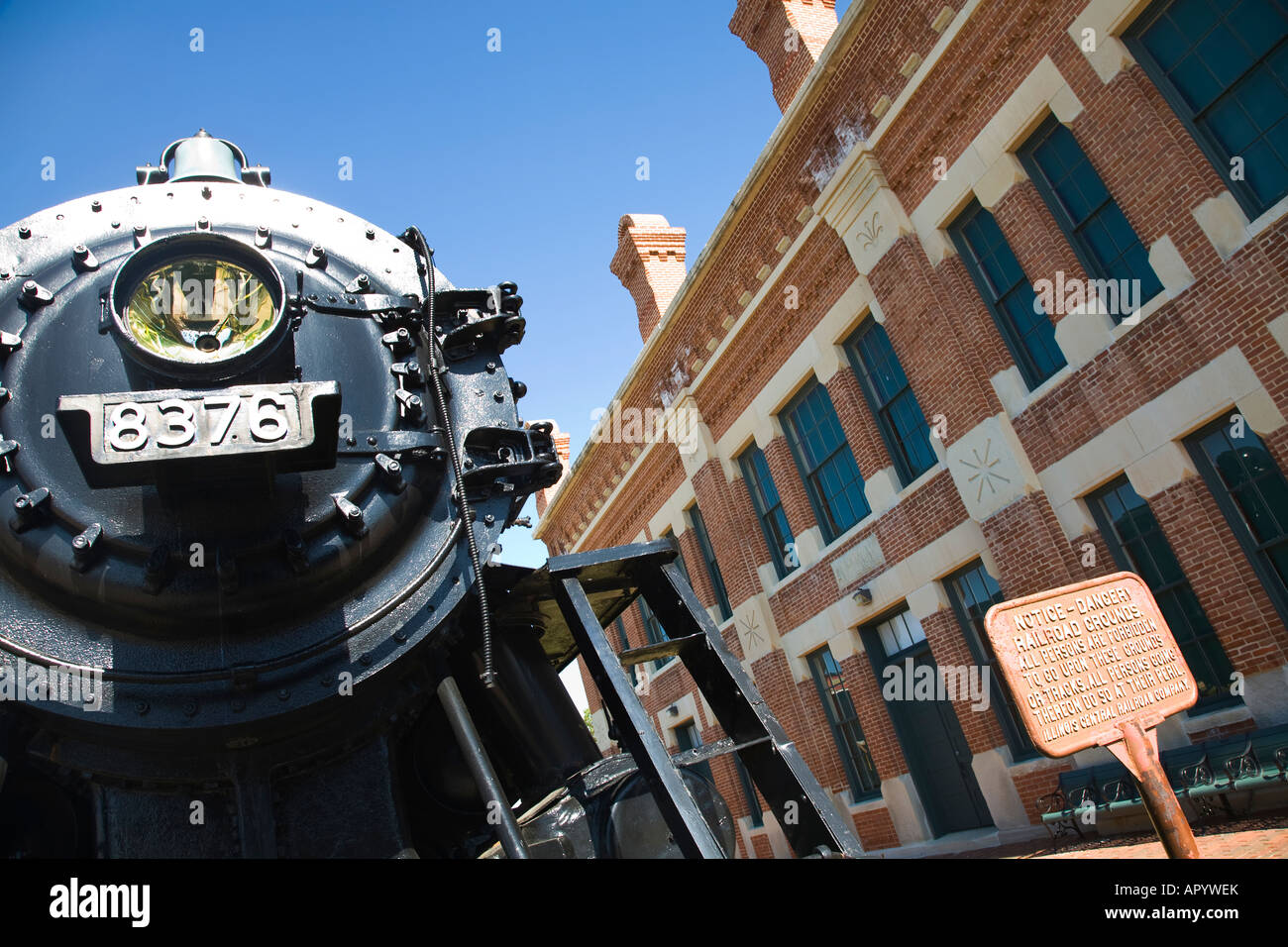 ILLINOIS Amboy Illinois Central Depot Museum National Register of Historic Places Dampflok Stockfoto