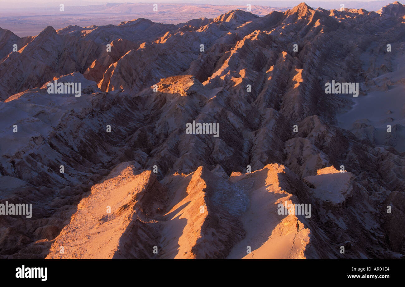 Einsame Figur auf Bergrücken Atacamawüste Chile Stockfoto