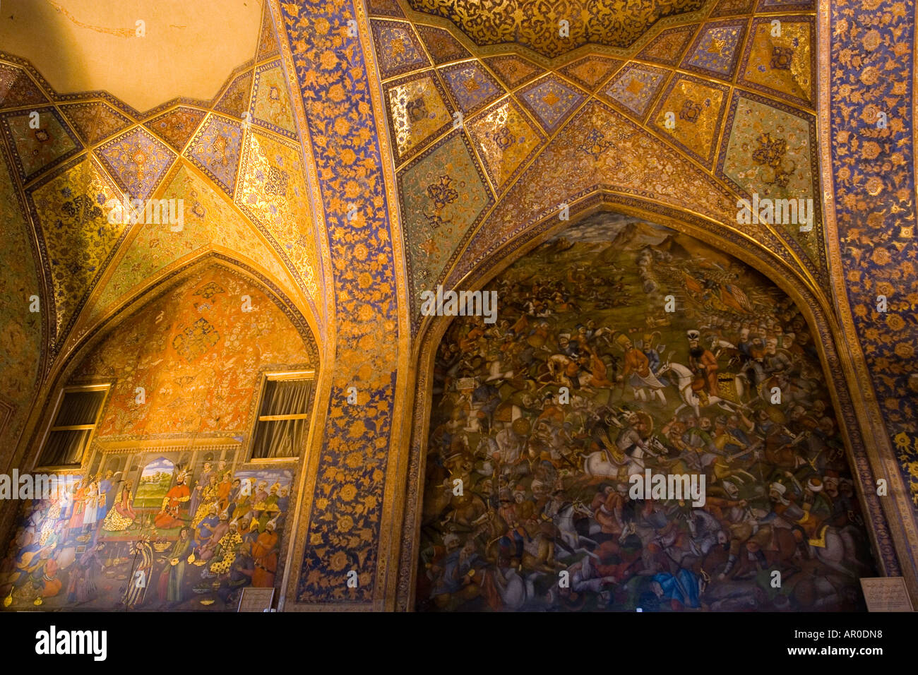 Detail von der wunderbaren Gemälde im Chehel Sutun Palast Esfahan Iran Stockfoto