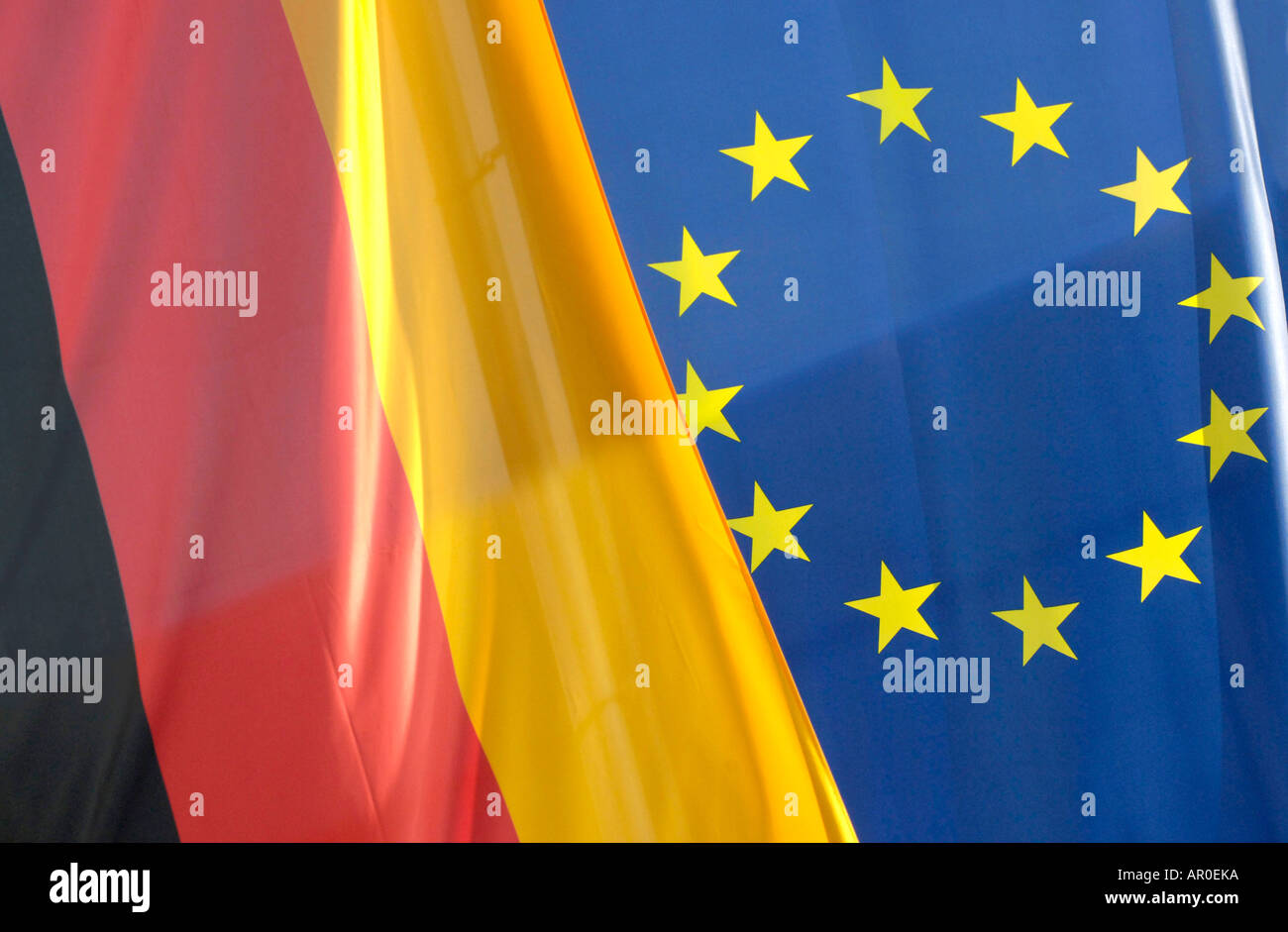Deutschland, Europa-Flaggen Stockfoto