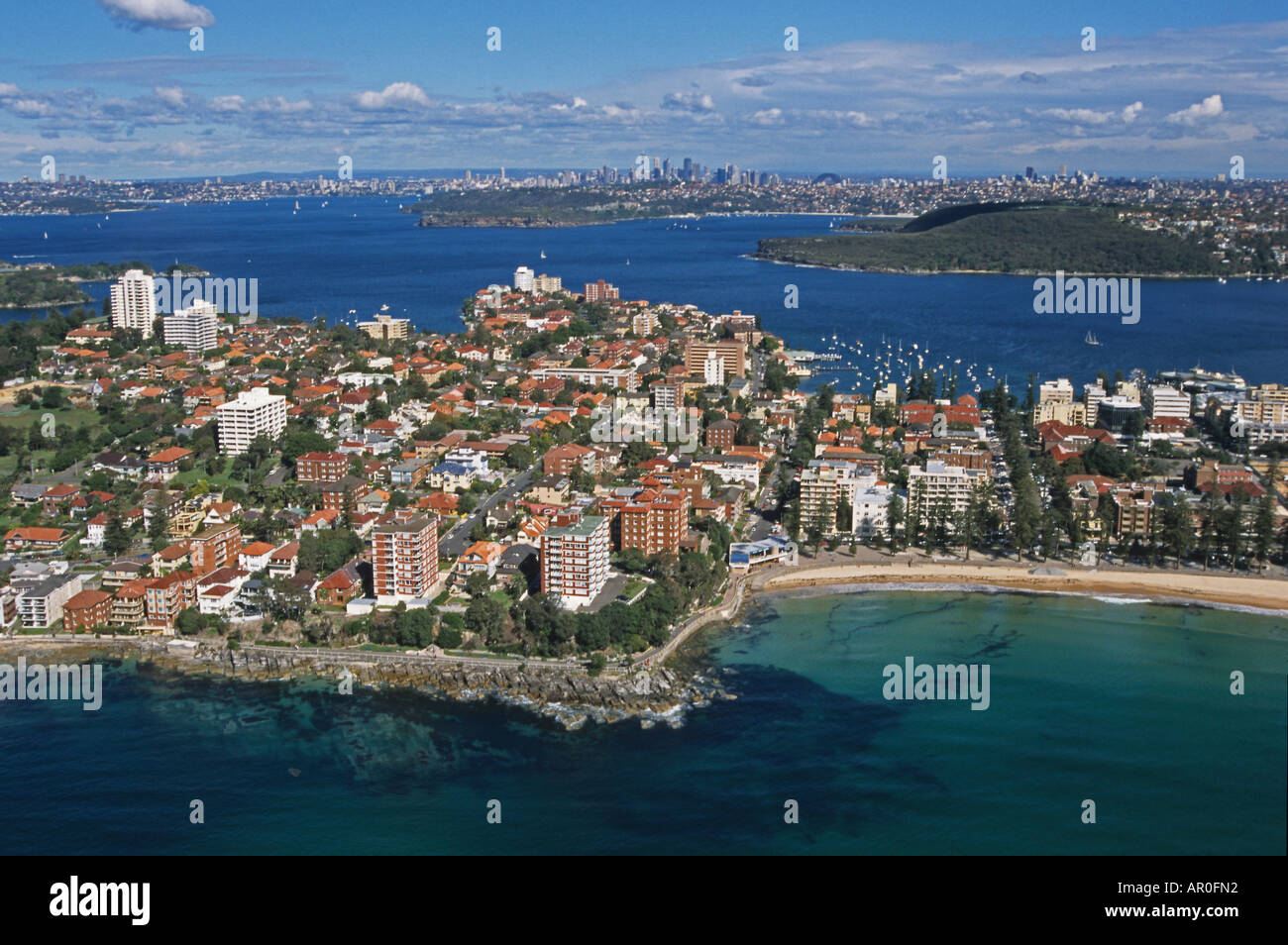 Sydney Harbour und Manly aus der Luft, Australien, New South Wales, Sydney Harbour Luftbild, Luftaufnahme Stockfoto