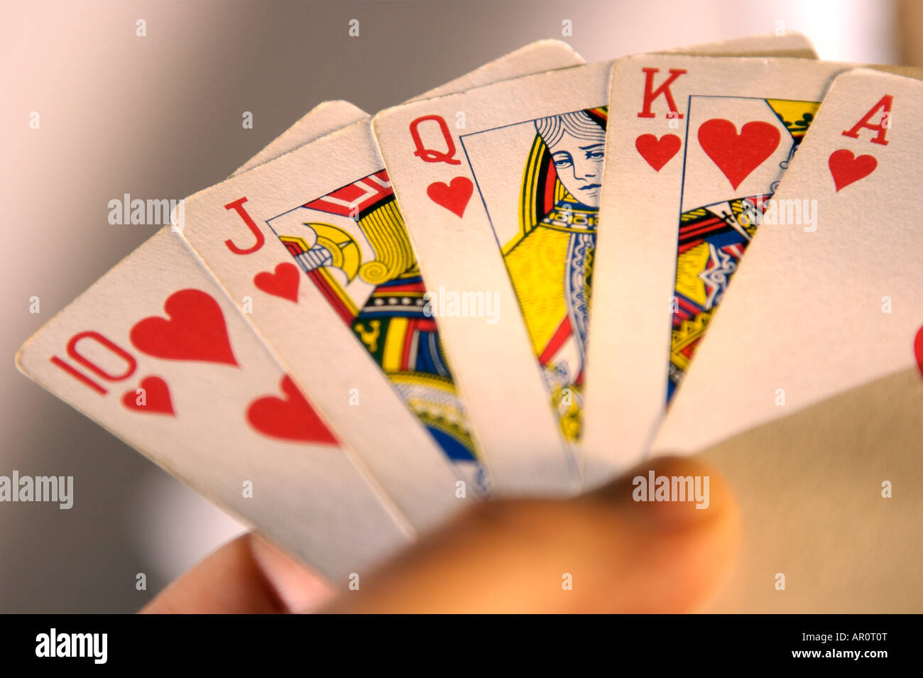 Royal Flush Poker-Karten-hand Stockfoto