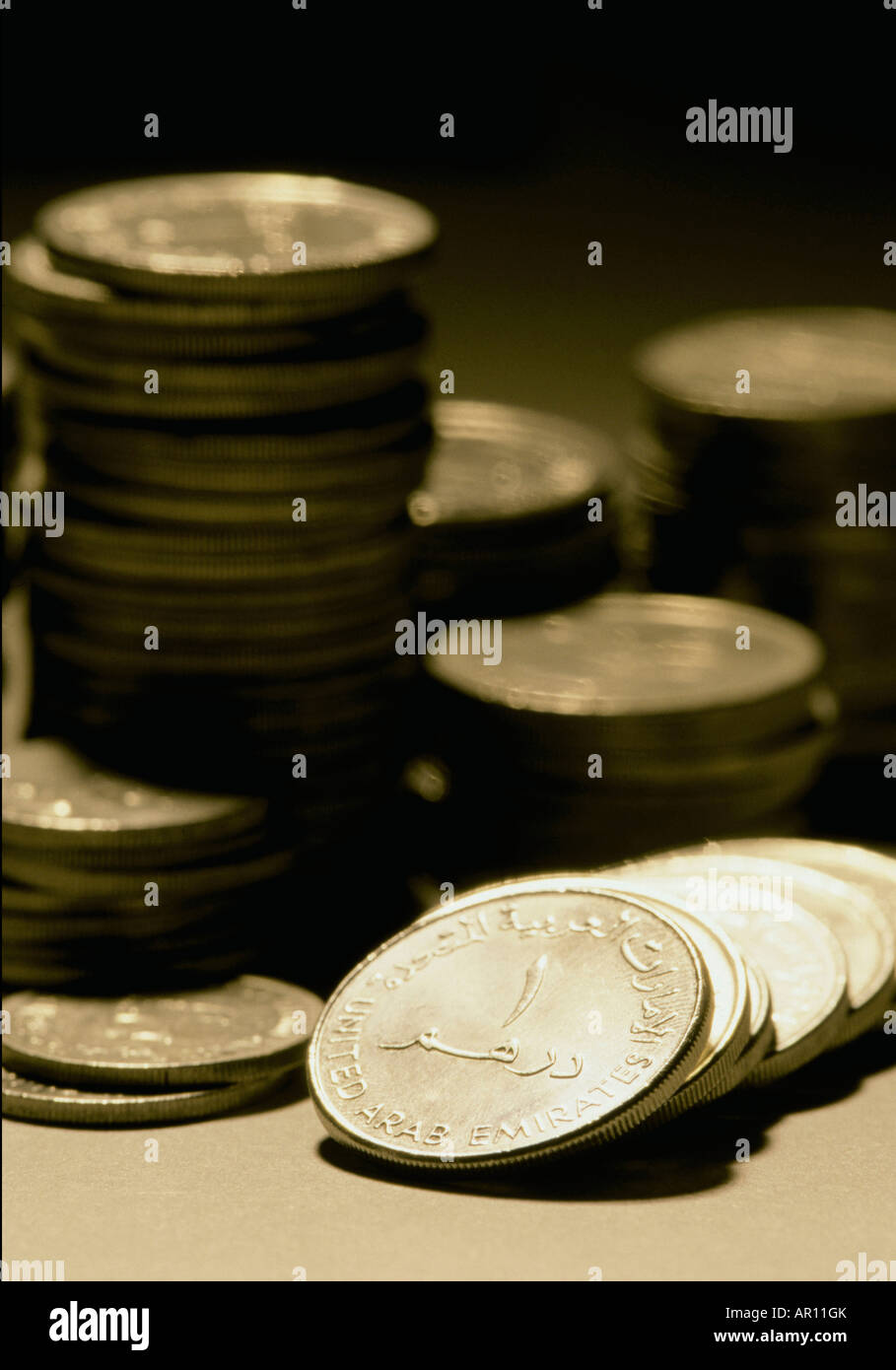 Dirham-Währung der Vereinigten Arabischen Emirate Stockfoto