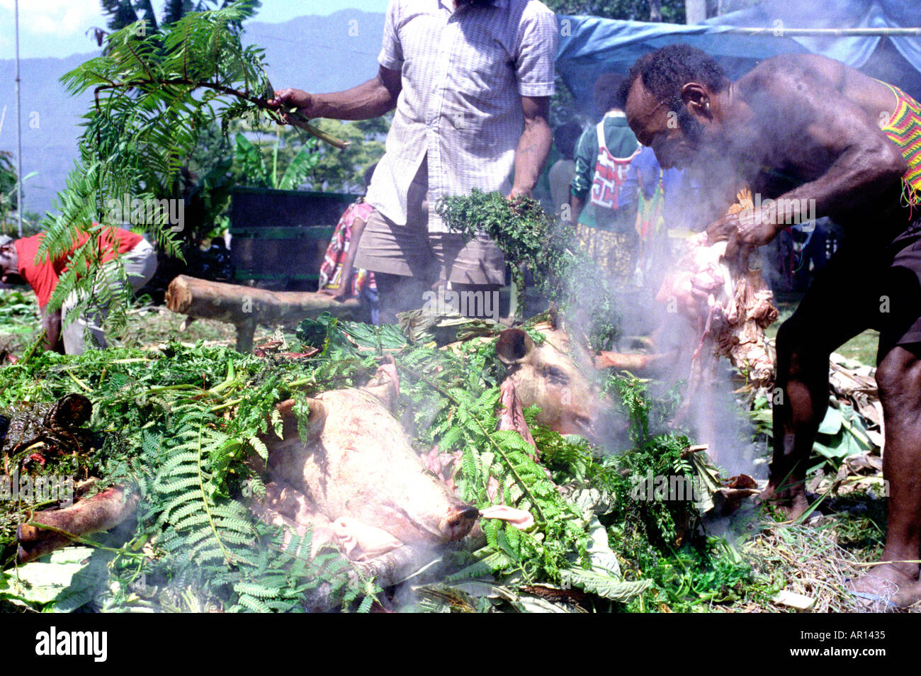 Gekocht in einer Mumu Eastern Highlands Provinz Papua New Guinea Stockfoto
