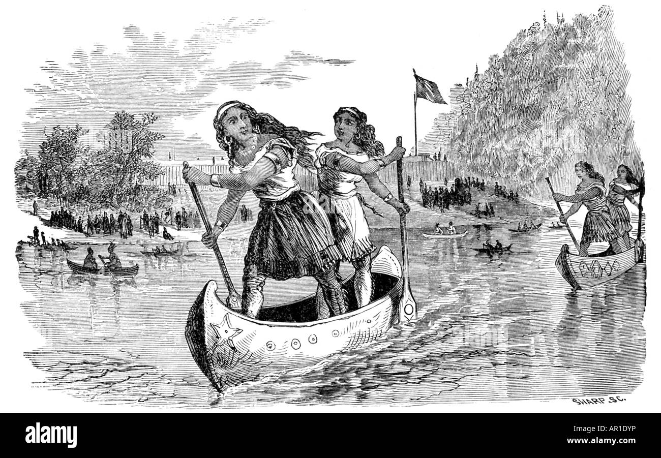 Kanu-Rennen zwischen indische Frauen Stockfoto
