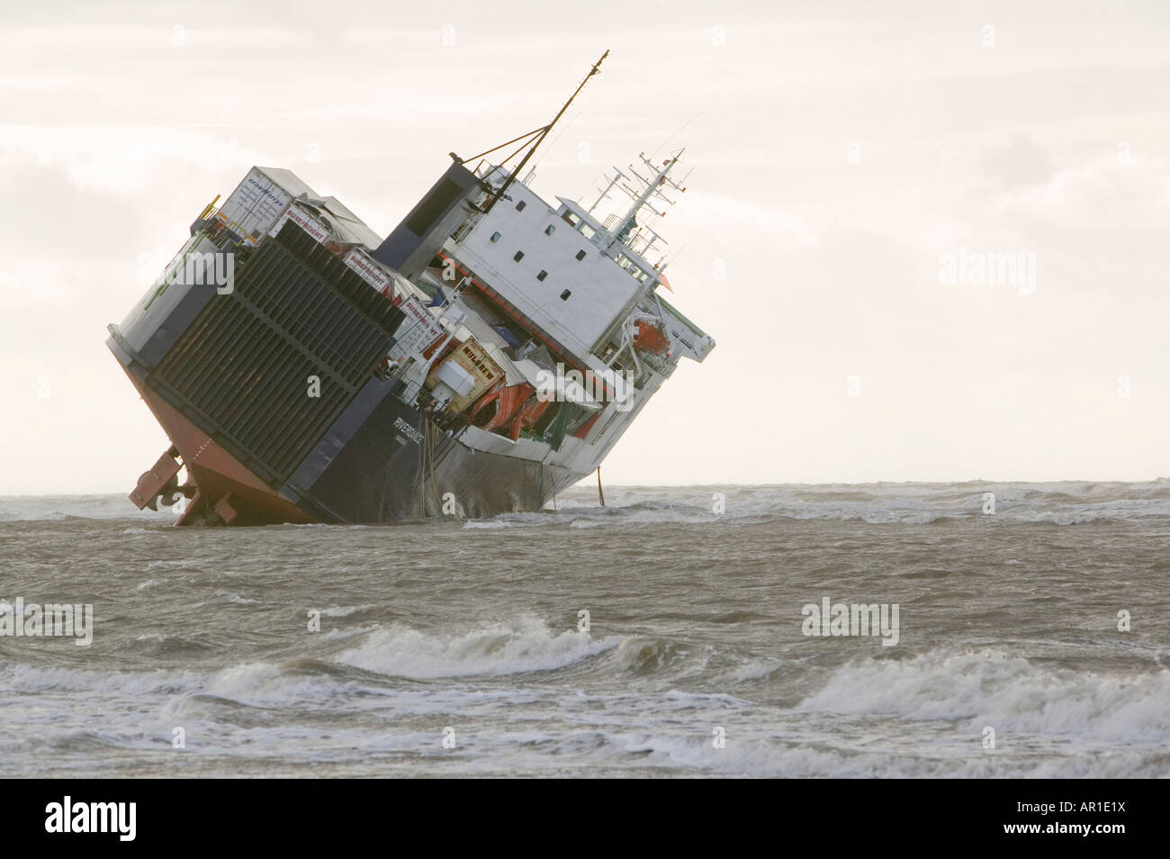 Die Riverdance gespült aus Blackpool den Fluss Tanz war eines der 3 Schiffe verlor damals aus Großbritannien in schwere Stürme Stockfoto