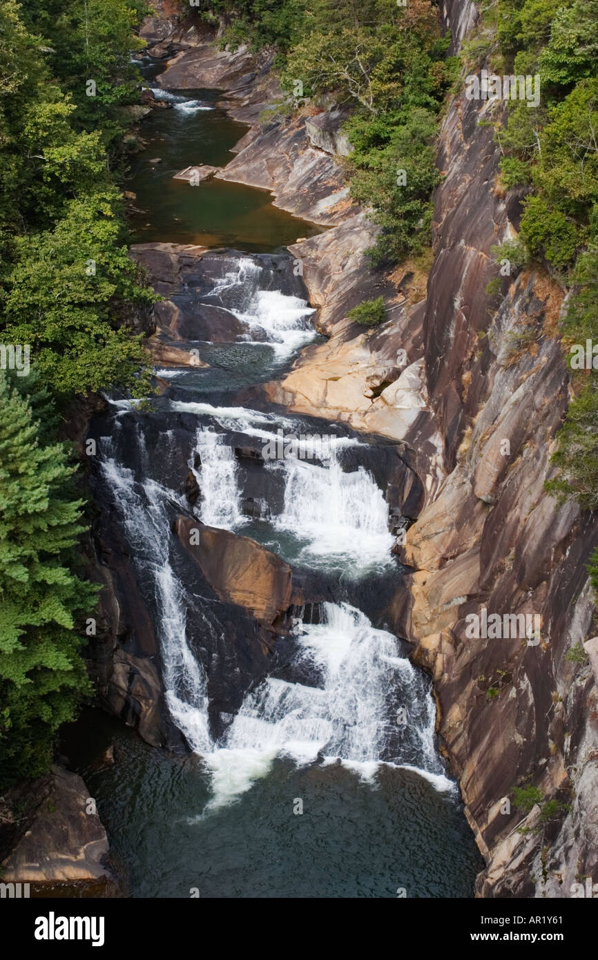 Wasserfälle entlang des Flusses Tallulah Tallulah Schlucht in North Georgia, USA Stockfoto