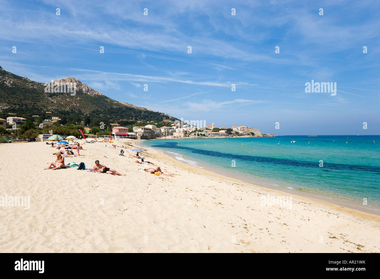 Strand von Algajola in der Nähe von Calvi, die Balagne, Nordküste, Korsika, Frankreich Stockfoto