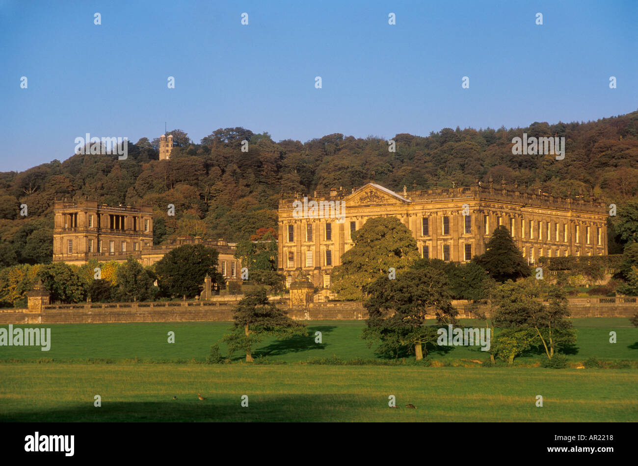 Chatsworth House Haus des Herzogs von Devonshire in der Nähe von Chesterfield Derbyshire England GB UK EU Europa Stockfoto