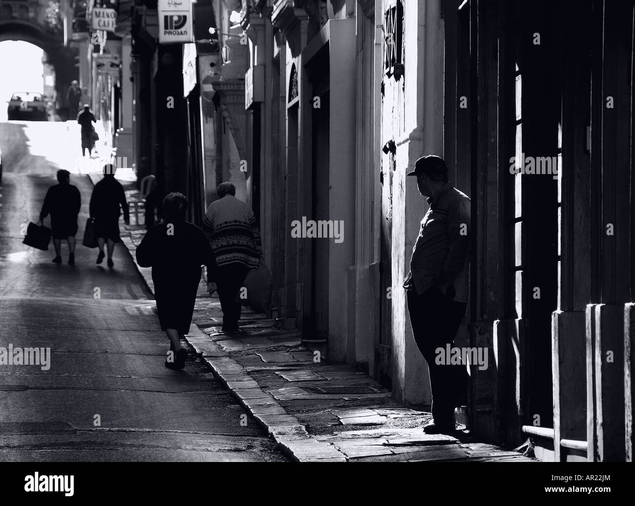 Blick auf eine Straße in valletta Stockfoto