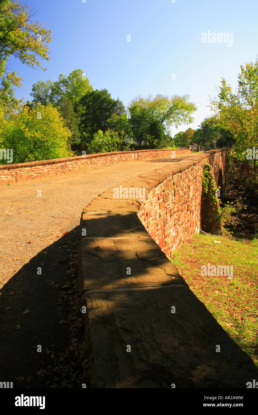 Steinbrücke über den Bull Run, Manassas National Battlefield Park, Manassas, Virginia, USA Stockfoto