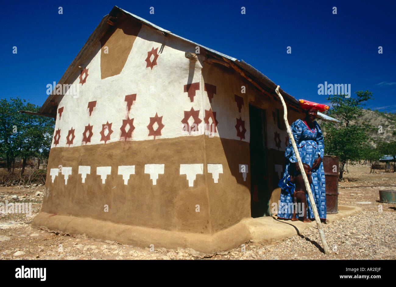 Herero Architektur, Kaokoland, Namibia Stockfoto