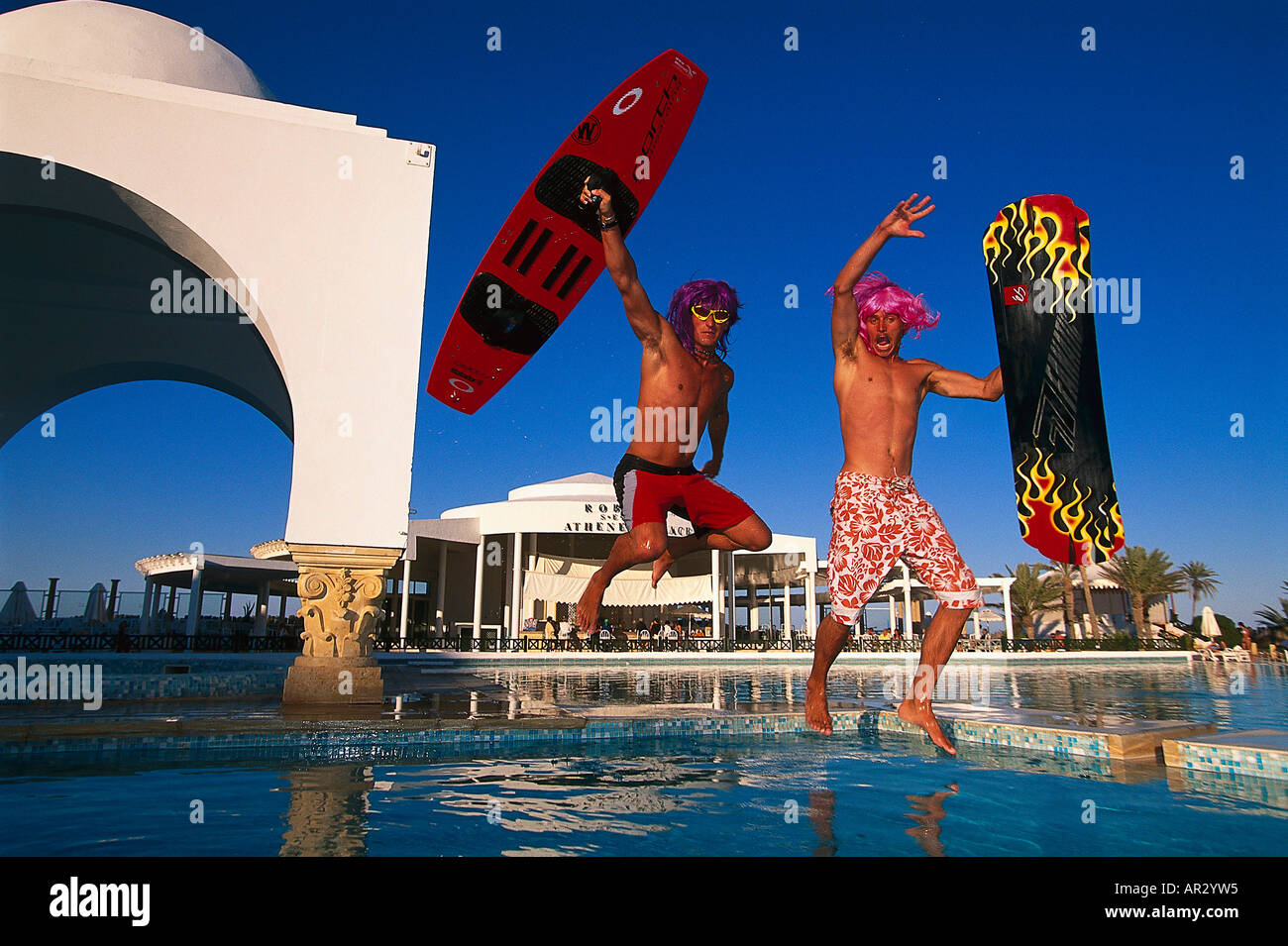 Spaß im Pool, Djerba Tunesia Stockfoto