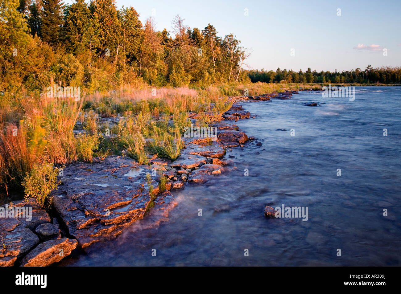 Lake Michigan Küstenlinie, Toft Punkt Naturraum, Door County, Wisconsin USA Stockfoto