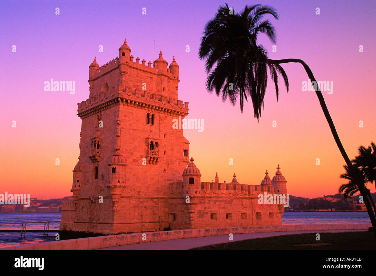 Belem Turm Torre de Belem, in der Abenddämmerung, Belem von Lissabon Portugal 3005 017 13 Stockfoto