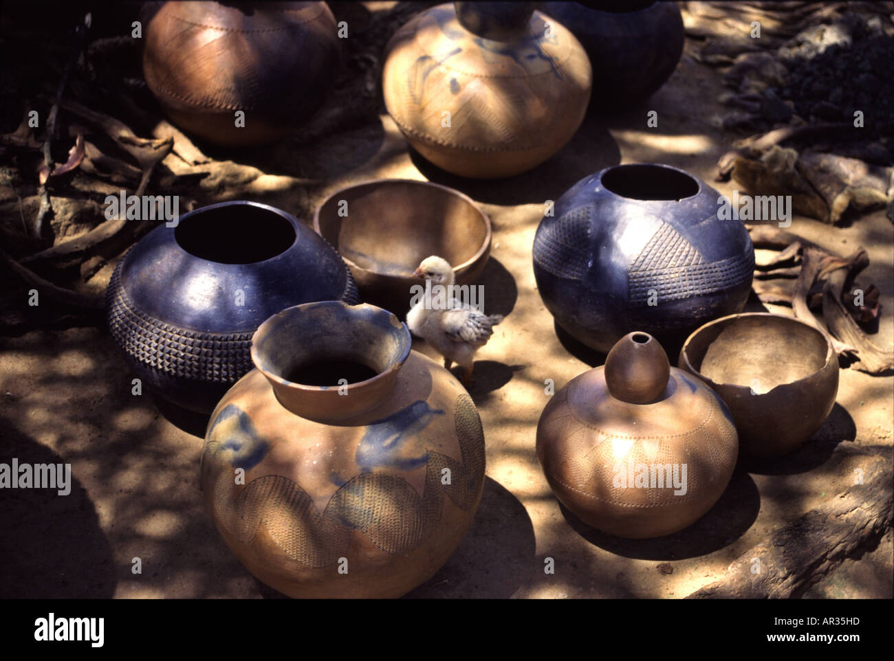 Blick auf Zulu Keramik, Shakaland, Kwazulu Natal, Südafrika, Afrika Stockfoto