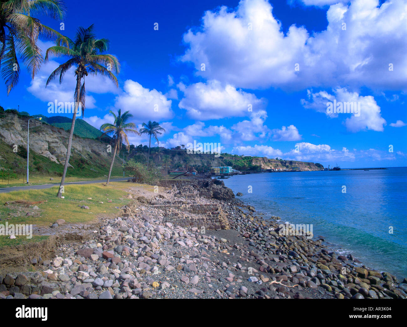 Niederlande Antillen St Eustatius Oranjestad Unterstadt Lager Ruinen aus dem 18. Jahrhundert Stockfoto