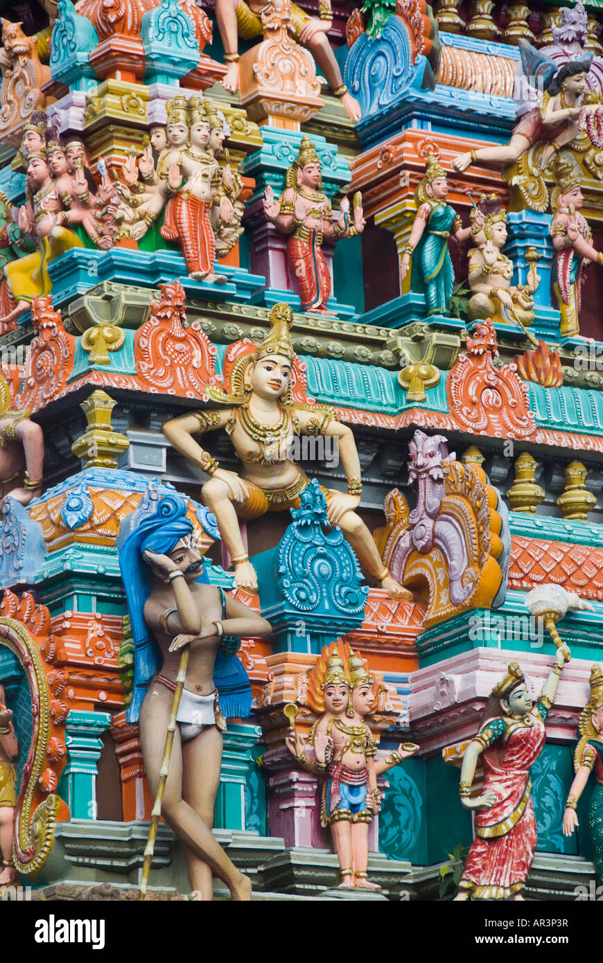 Detail der Figuren an der Kapaleeswarer Siva Tempel Chennai Tamil Nadu Indiens Stockfoto