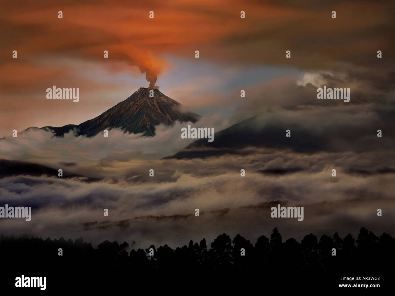 Tungurahua Vulkanausbruch, Ecuador, Südamerika Stockfoto
