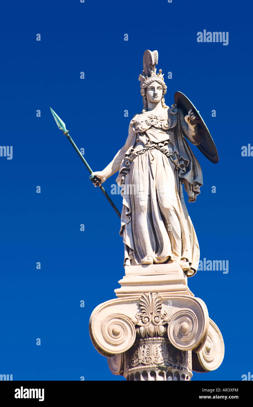 Statue der Göttin Athena Athens Greece Stockfoto