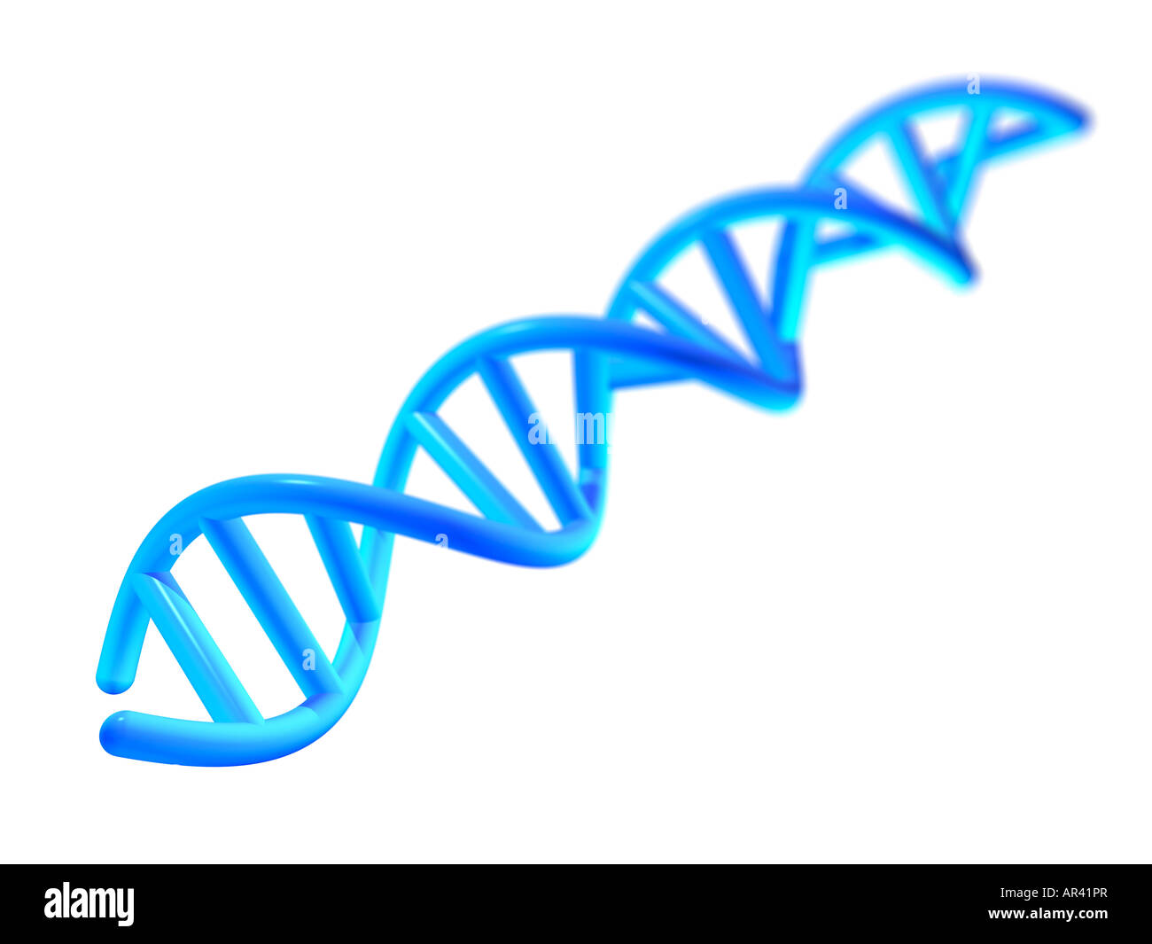 Modell des blauen DNA-Helix (3D Illustration). Stockfoto