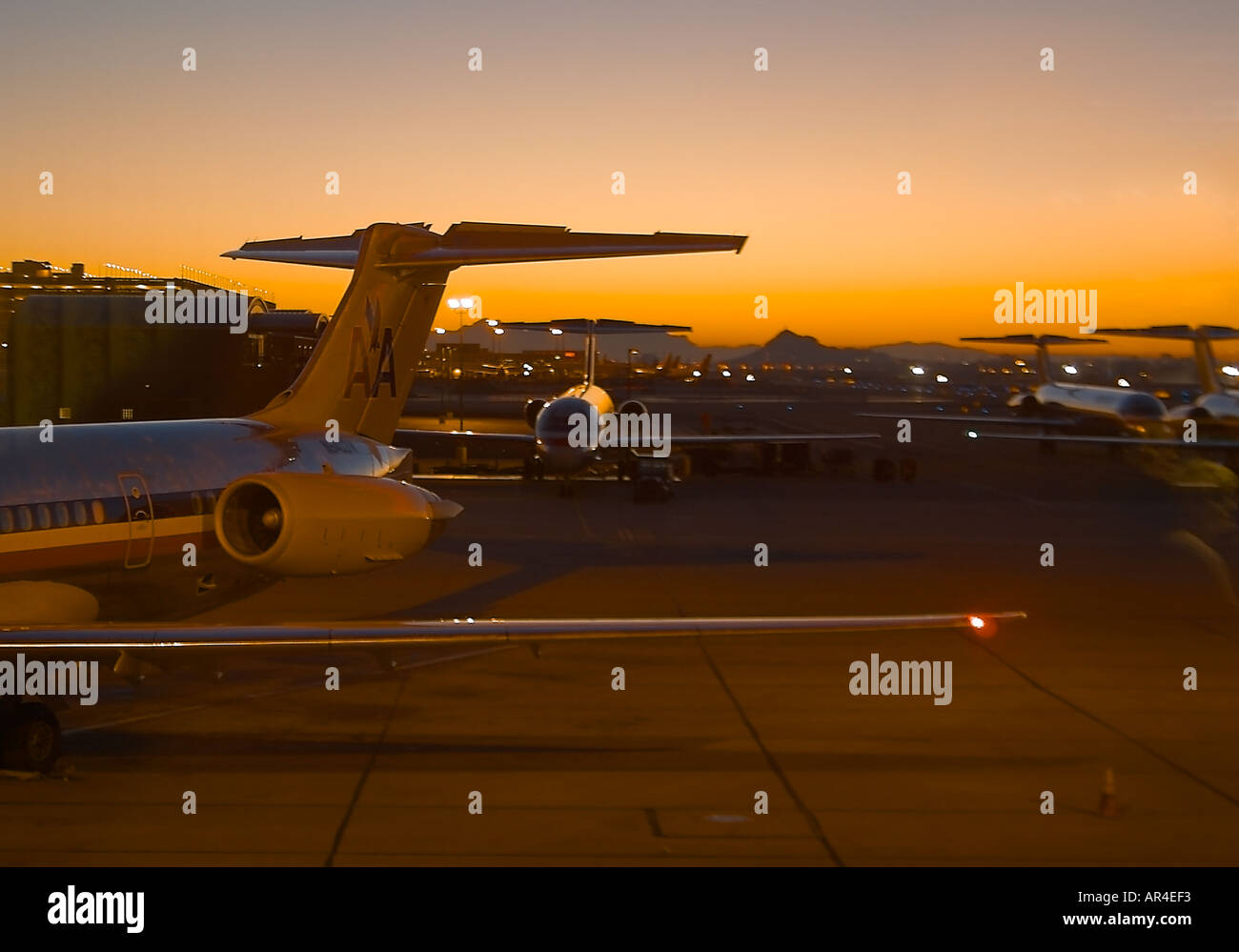 Früh morgens am Flughafen Phoenix Stockfoto